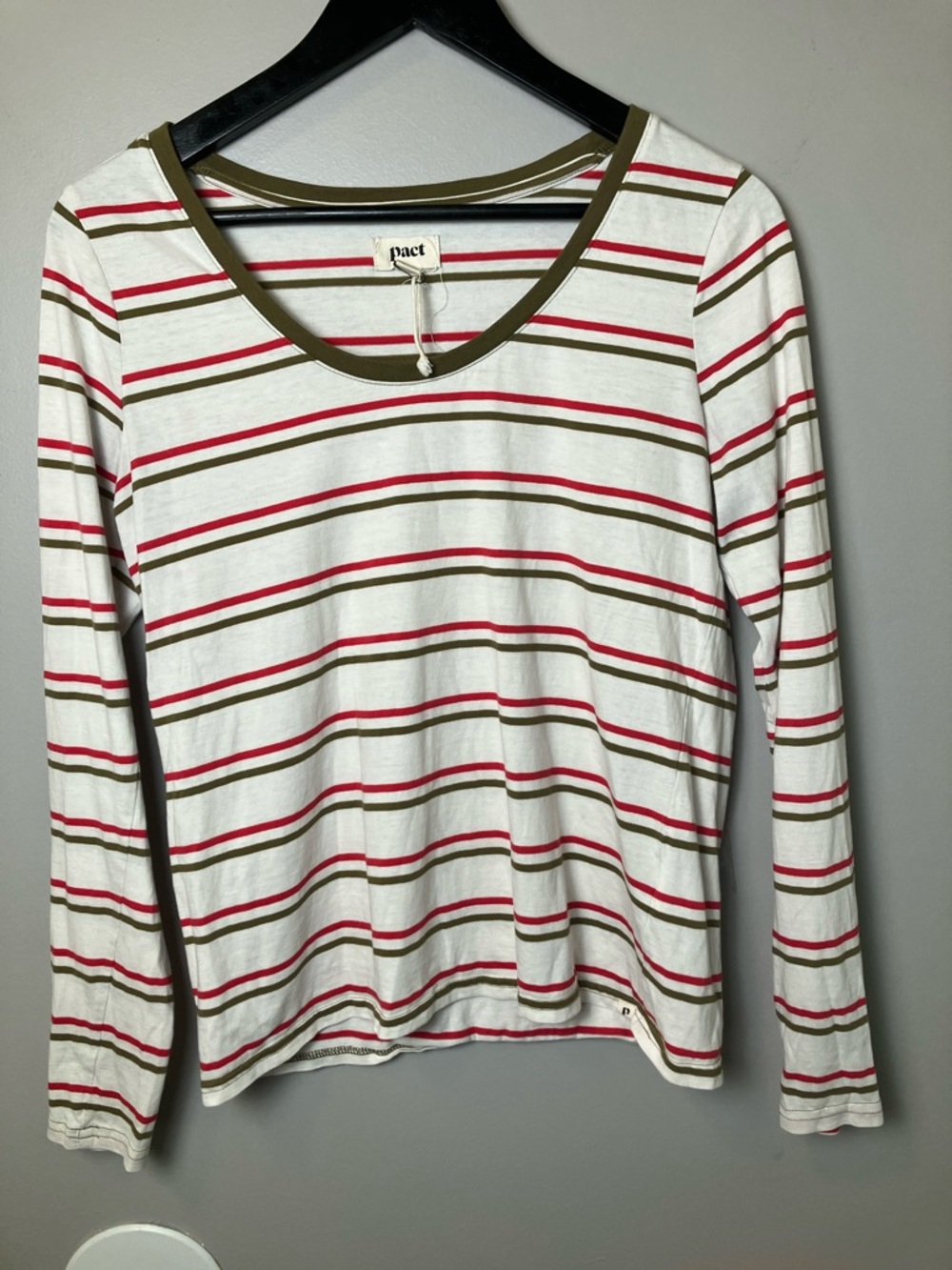 PACT Striped Long Sleeve Tee Size Small NWOT | Organic Cotton Scoop Neck Top